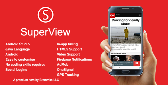 SuperView - WebView App for Android with Push Notification, AdMob, In-app Billing App v2.0.2